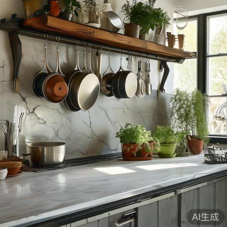 留空置物,添绿植扩厨房