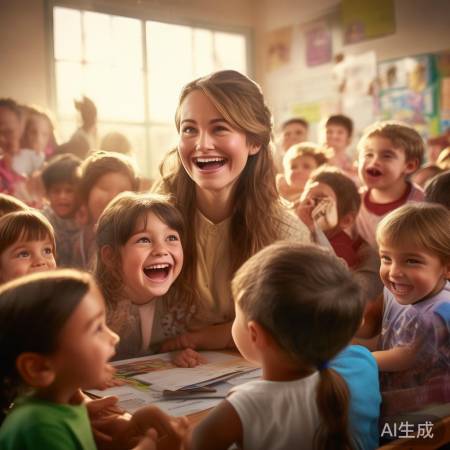 孩子围拥，唤醒老师