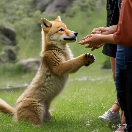 作揖狼王求食火遍网络