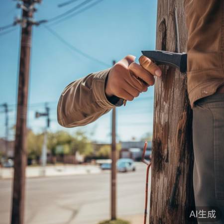 检查电线杆，听异常声音