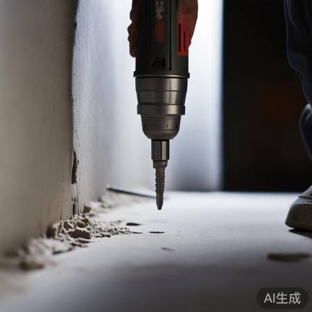 墙上打孔，小心电钻偏